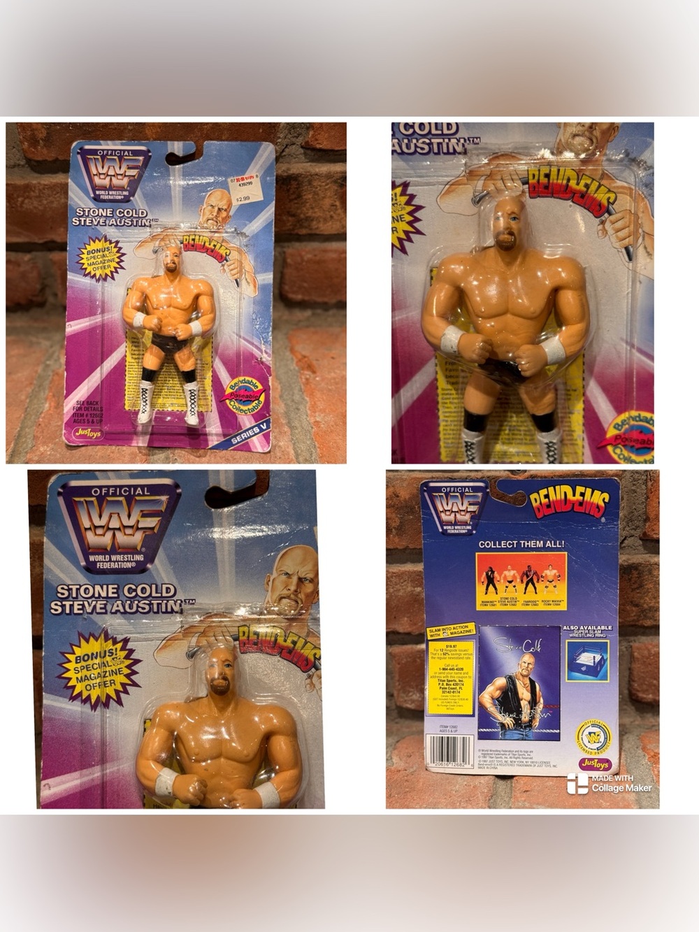 Vintage 1997 WWF Stone Cold Steve Austin 
from the JusToys Bend-Ems